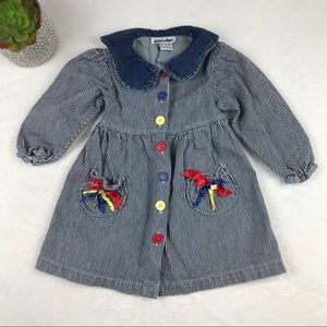 VTG Playclothes Girls Denim Dress Sz 4 Toddler L/S